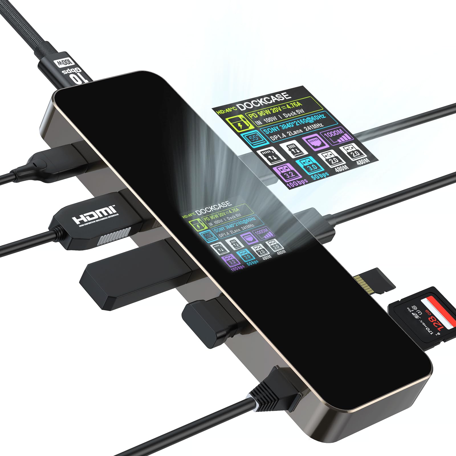Amazon | DOCKCASE 9-in-1 USB-Cハブ：1000Mbps LANポート、UHS-Ⅱ標準 