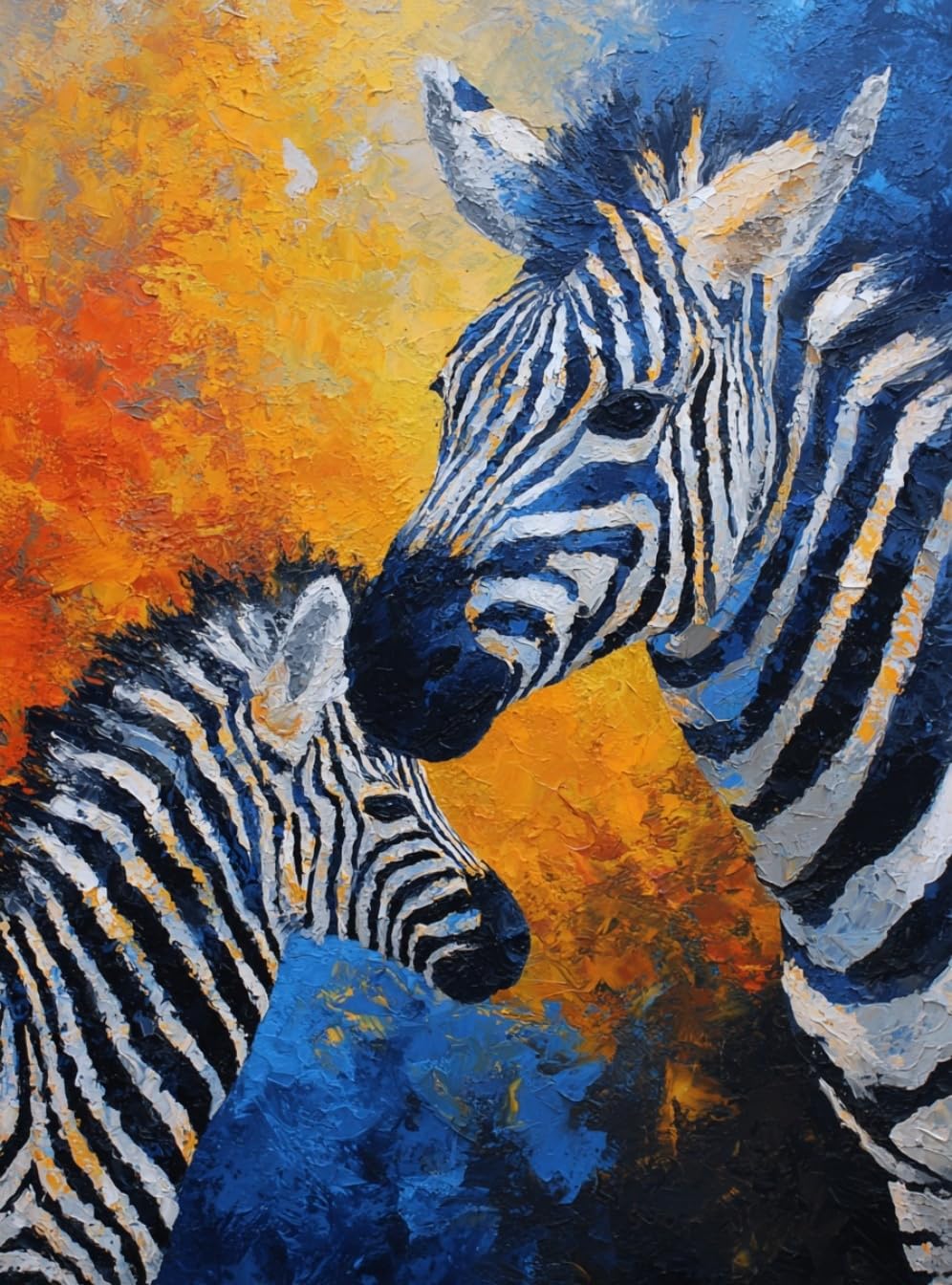 WANGWANGMIAO Paint by Number for Adults,Zebra Mother her Calf Cuddled ffectionately Painting by Numbers DIY Canvas Crafts Kits for Relax and De-Stress Home Decoration Gift 16x20inch，with Frame