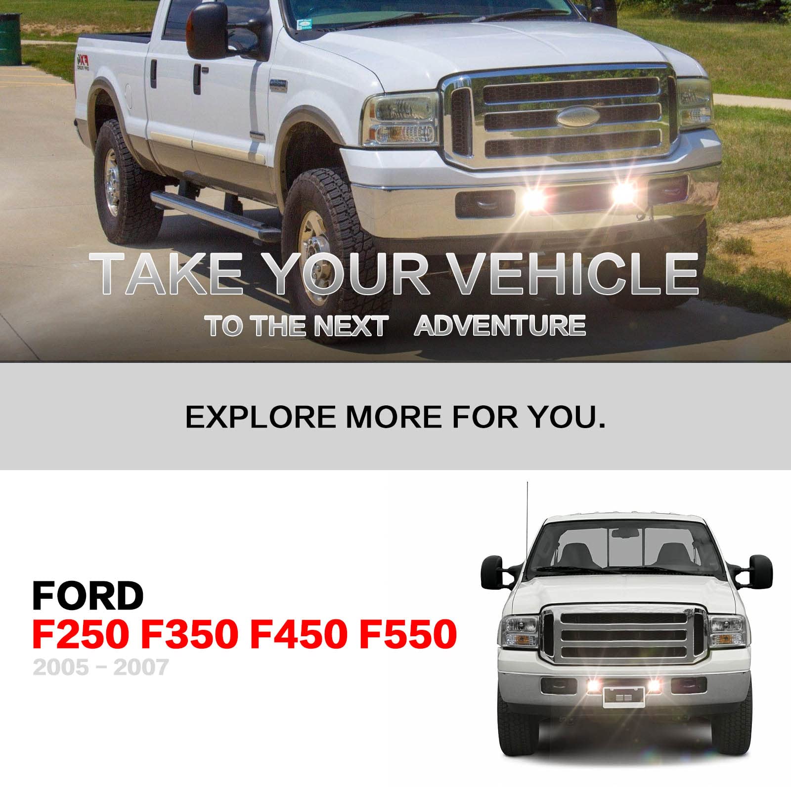 Shocklight Fog Lights For 2005-2007 Ford F250 F350 F450 F550 Super Duty & 2005 Excursion Driving Fog Lamps Assembly Set L&R Side W/O Switch Harness in use