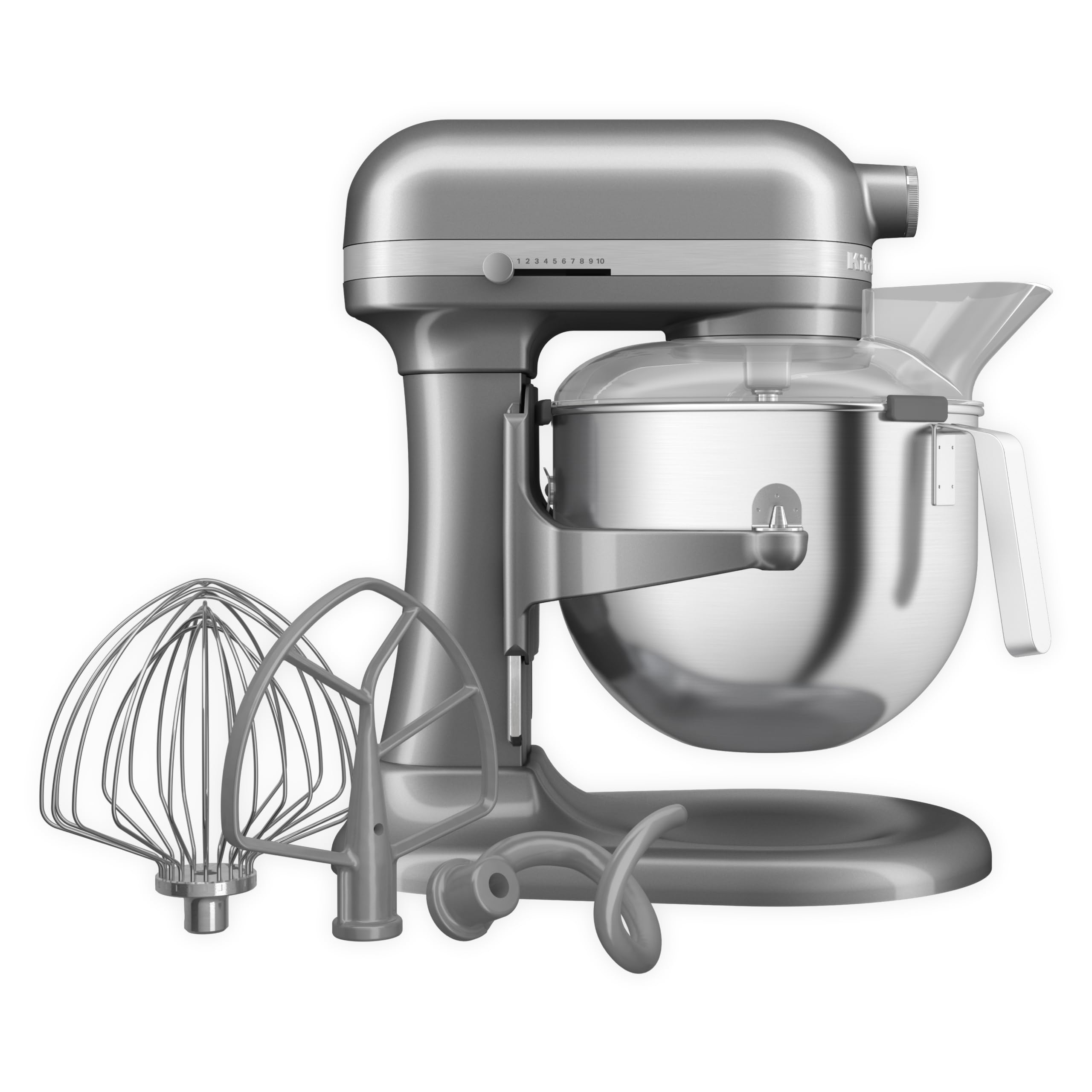 KitchenAid Robot Pâtissier Professionnel 6.6L Relevage Bol, Engrenages Tout Métal, 11 Vitesses, Démarrage Progressif, Protection Surchauffe, Argent Contour
