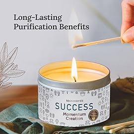 MAGNIFICENT 101 Study & Momentum Creation Candle for Success - 6 Oz White Tin - 35 Hour Burn Soy Wax - Sage, Bergamot & Sandalwood Scent - Energy Cleansing & Manifestation