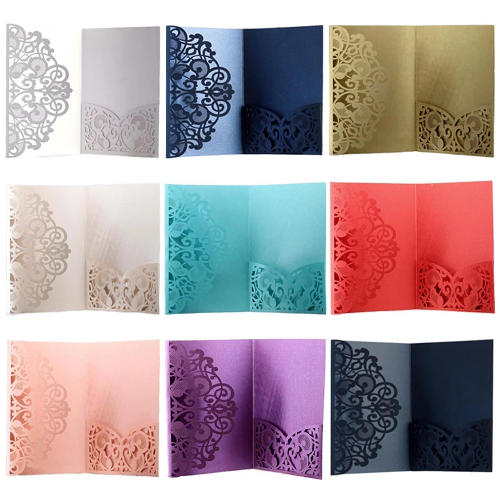 Tarjeta de boda personalizada, Wedding Invitation Cards Multicolor 50 pcs For Weddings Birthdays Parties(Red)