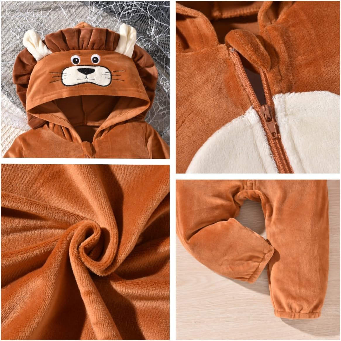 fioukiay Baby Boy Girl Animal Jumpsuit Romper Infant One Piece Kids Hooded Fall Winter Clothes