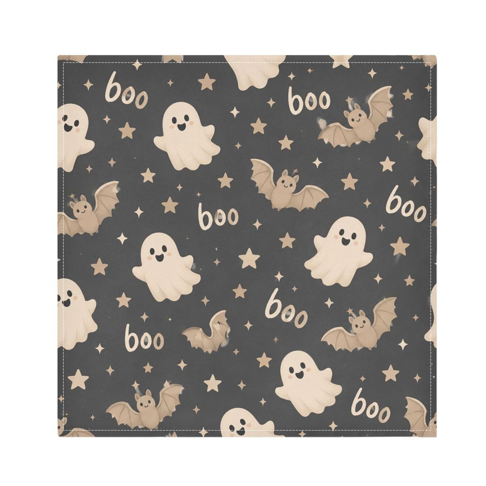 Ttgoth Halloween Boo Cloth Napkin Set of 4 Washable & Reusable Dinner Napkins for Dining Table, Banquets, Wedding, Party, 50x50 cm