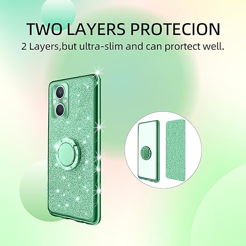 Miniatura 8 de KuDiNi Funda para teléfono N20, OnePlus Nord N20 5G para mujer, bonita funda protectora de TPU transparente suave con purpurina y correa de pie para