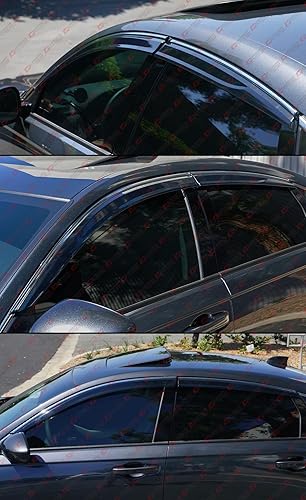 Miniatura 4 de Deflectores de protección contra la lluvia con moldura cromada de alta calidad, con clips compatibles con Honda Accord LX EX EX-L Sport Touring