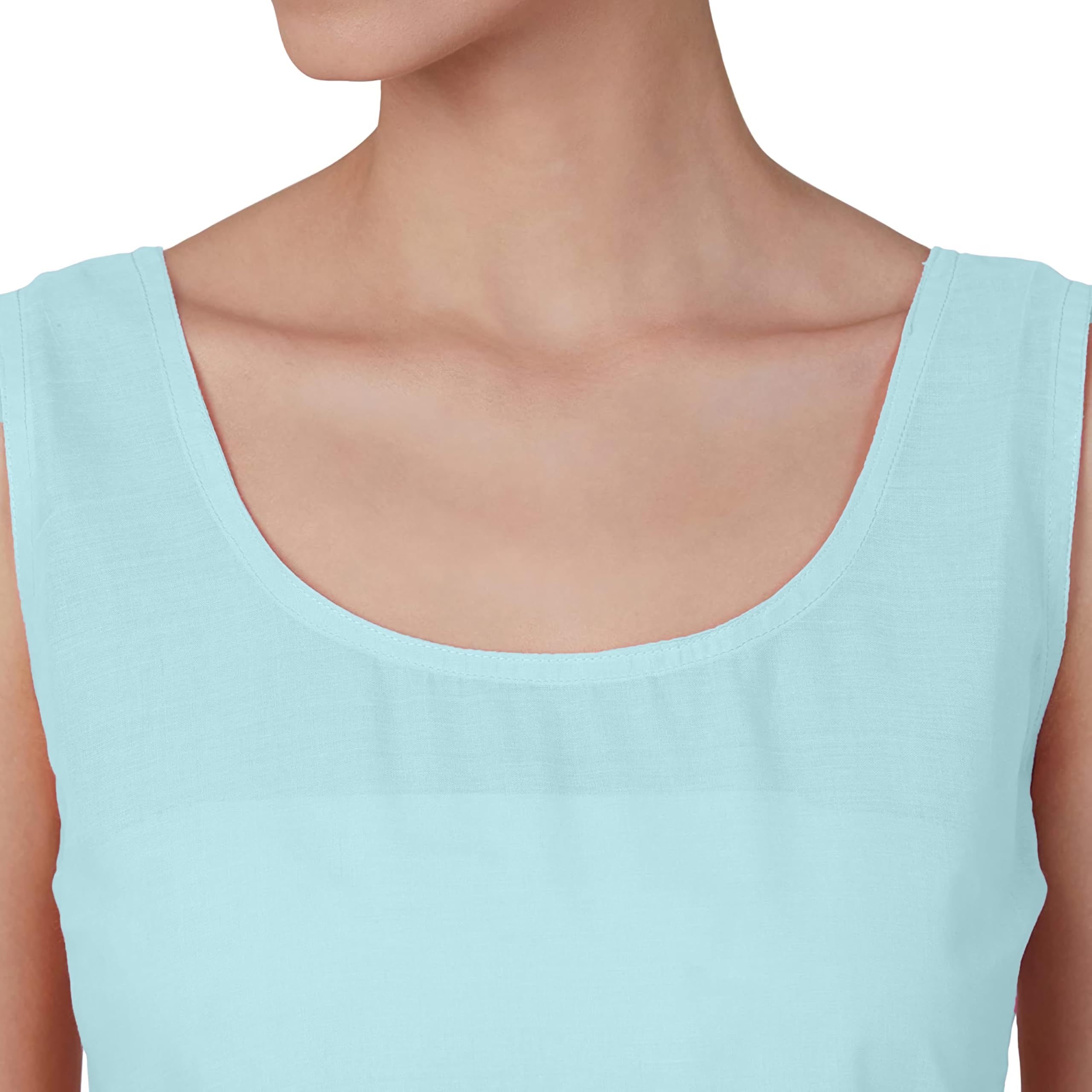 Nature Thread Women's Cotton Long Camisole Sameej - Knee-Length (2XL, Sea Green) - Image 5 thumbnail
