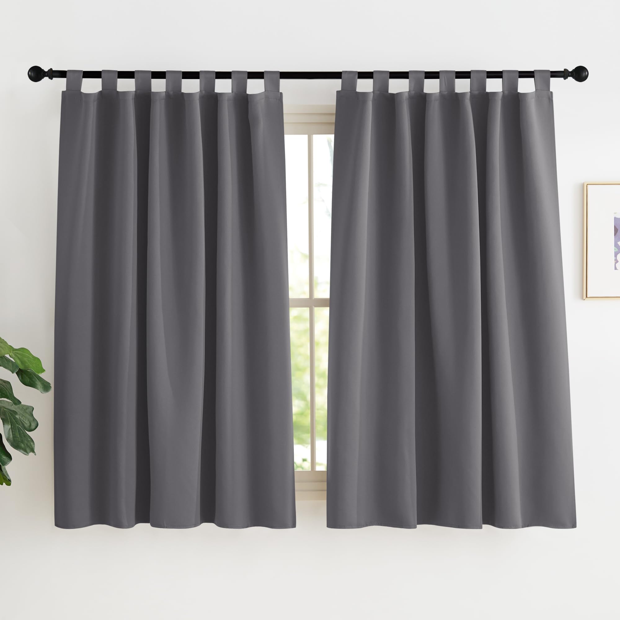 KGORGE Schlaufenvorhang Blickdicht Kurz Schlaufenschal 2er Set Vorhänge Scheibengardinen Modern Vorhang Schlafzimmer Verdunklungsvorhänge Thermo Gardinen Küche