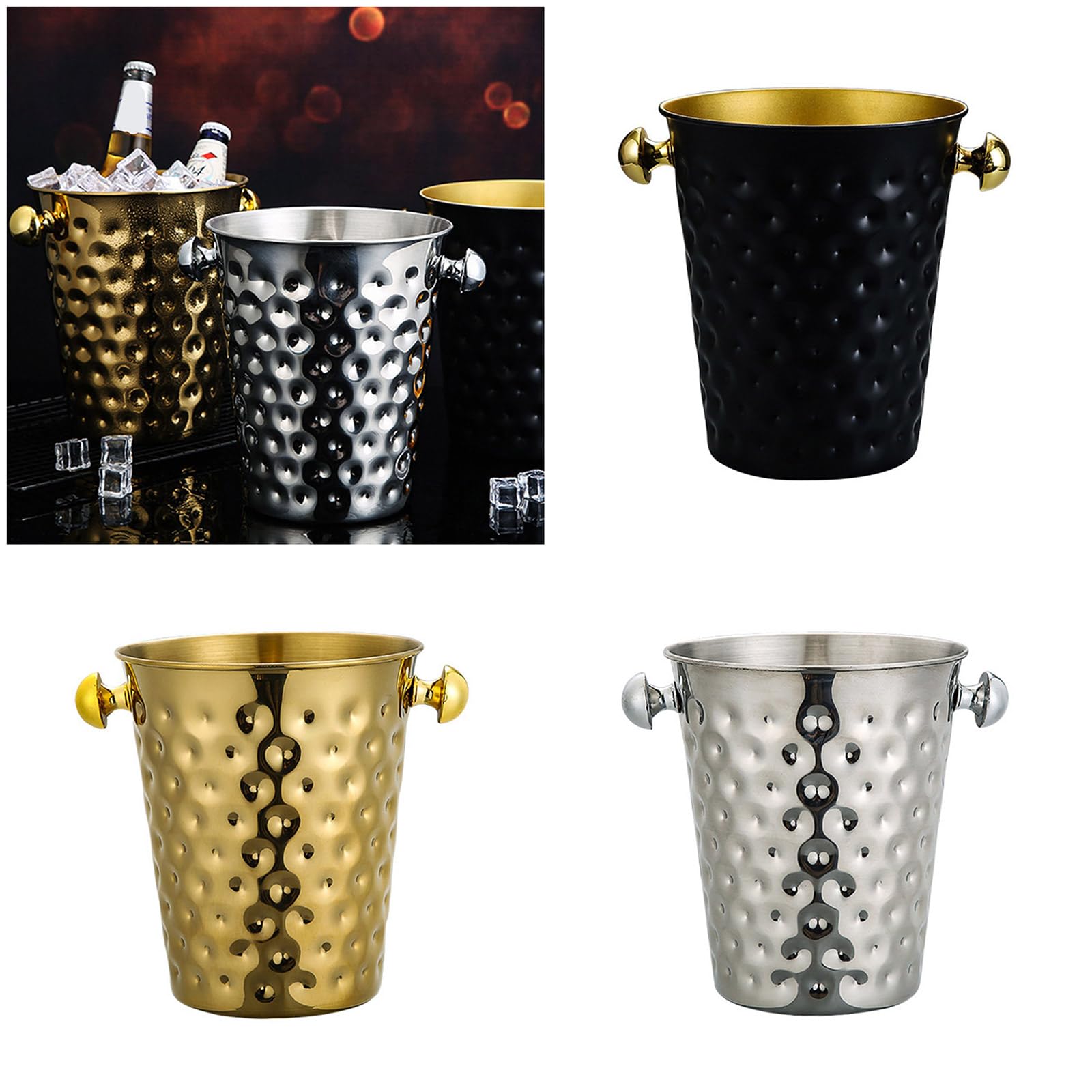 Cubos grandes de boca ancha para bebidas, de acero inoxidable, enfriadores de bebidas, champán, fiestas, decoración