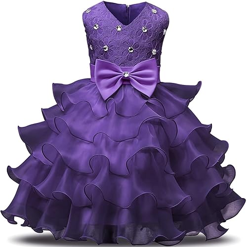NNJXD Girl Dress Kids Ruffles Lace Party Wedding Dresses