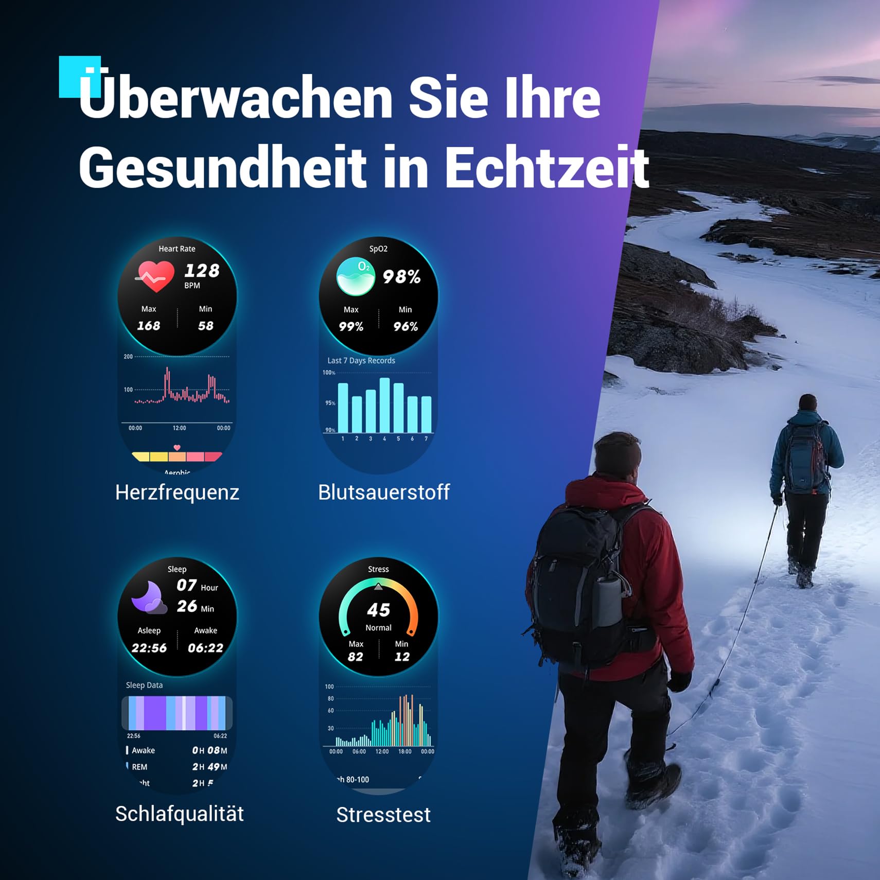 Blackview Herren Smartwatch IP68 Wasserdicht 100 Tage Akku 1,45'' Touchscreen Bluetooth-Anruf Herzfrequenz Schlafanalyse Sportuhr 100+ Sportmodi