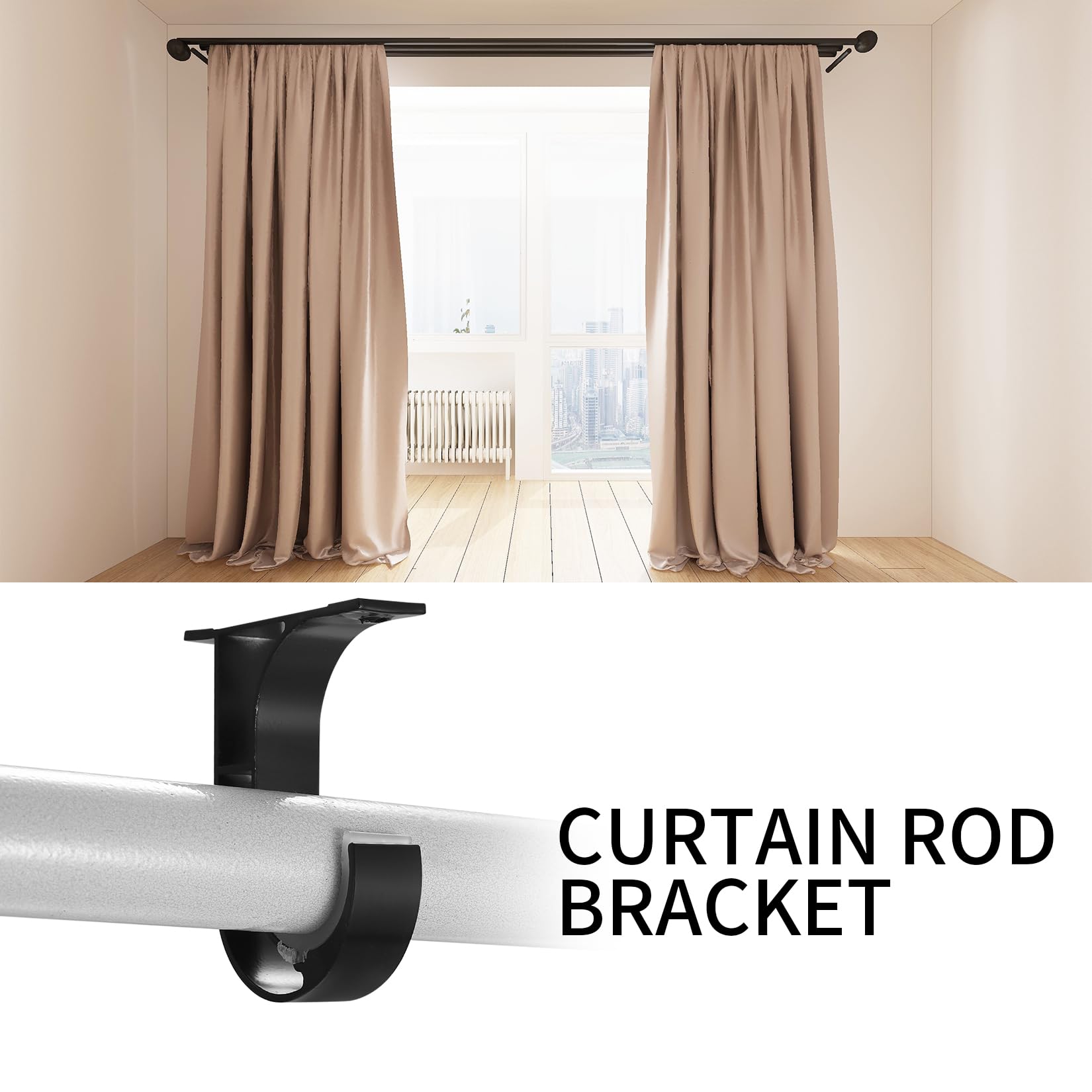 Staffa per Tenda da Soffitto 25mm-40mm Nere, Supporto Bastone Tenda 4 Pezzi