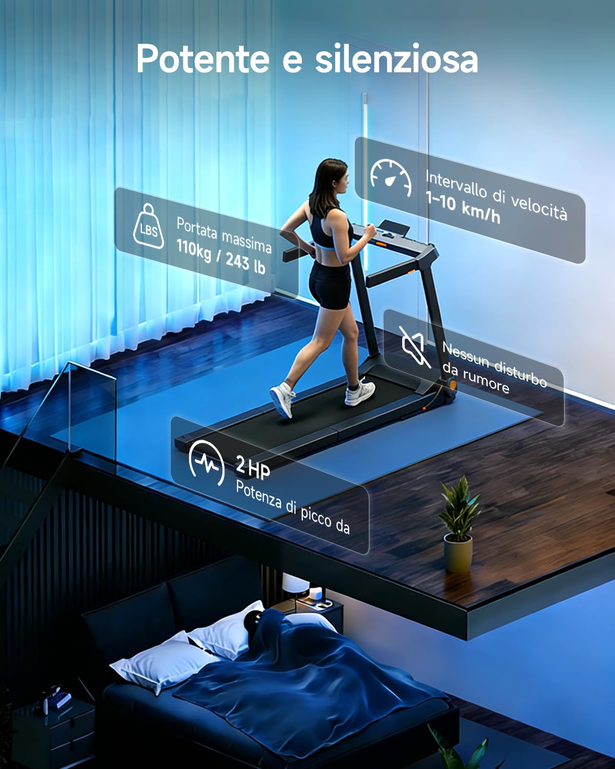 WalkingPad Tapis Roulant G1 Treadmill per Casa, Doppio Pieghevole, 1-12 km/h, App e Display LED HD, Tapis Roulant Elettrico Pieghevole Nessun Montaggio Richiesto