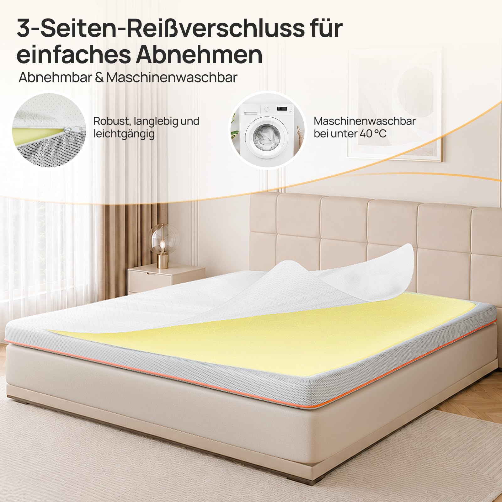MULISOFT Topper 180x200cm H3/H4, Extra Dicker 7,5 cm Gel Memory Schaum, Matratzentopper Waschbar & Atmungsaktiv, Matratzen Topper für Boxspringbett, Schlafsofa & Wohnwagen, Oeko-TEX® Standard 100