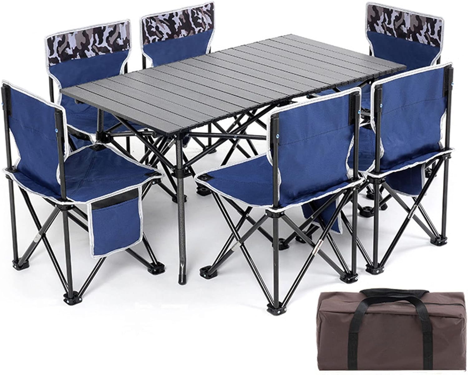 BIANGEY Campingtisch Set Klapptisch mit 6 Stühlen,Campingtisch klappbar
