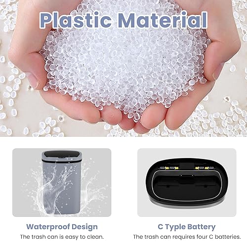 Miniatura 55 de BLKMTY Basurero de cocina de 13 galones de acero inoxidable de 50 litros, cubo de basura automático sin tacto, con sensor de movimiento, con tapa