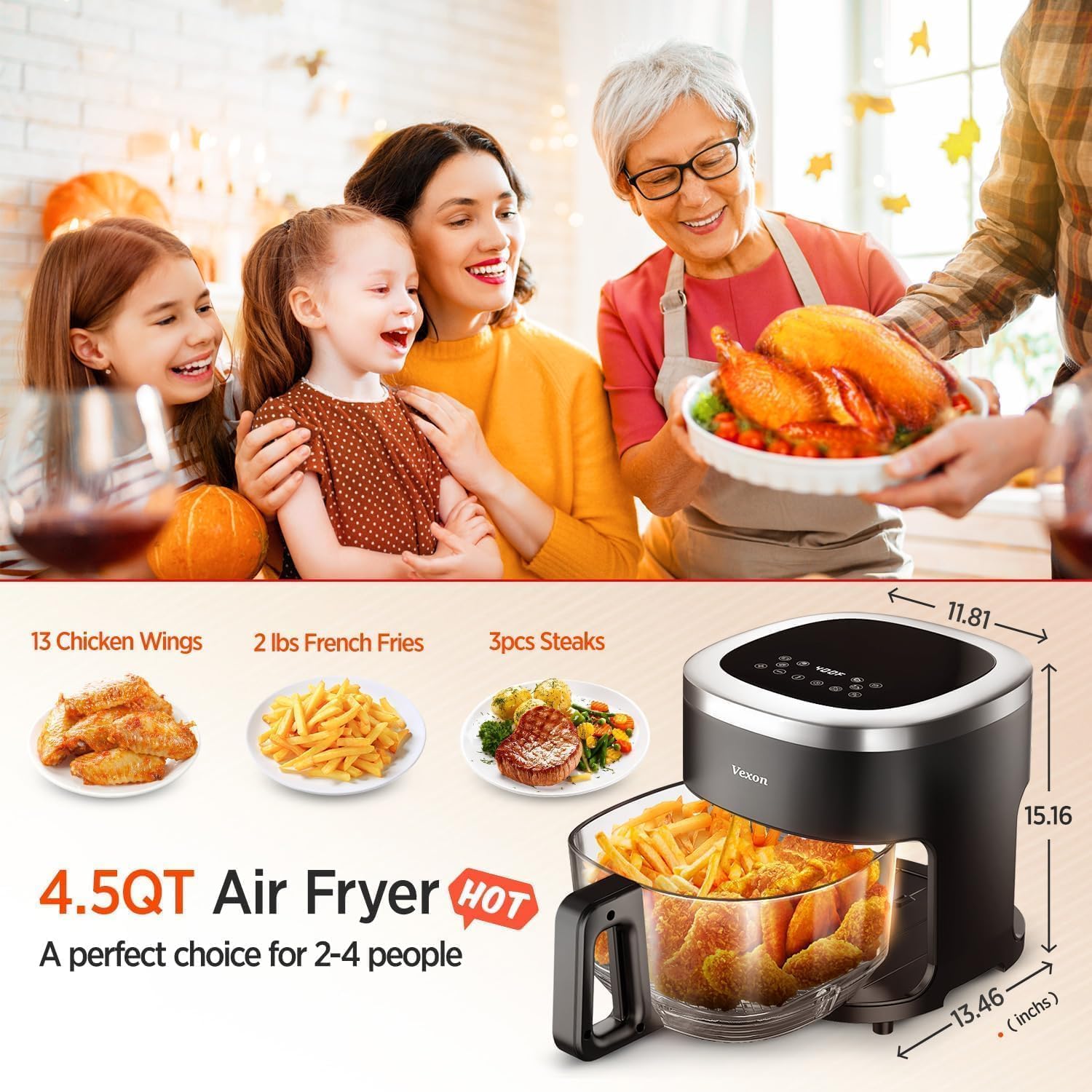 Glass Air Fryer,4.5QT Air Fryer with Viewing Glass Pot, Air Fry, Roast, Reheat, Dehydrate, Air Crisp Technology,Nonstick & Dishwasher Safe Basket,97% Less Oil,Features Digital Timer 71uKoDI66qL. AC SL1500