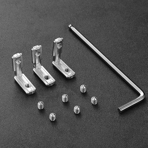 Miniatura 9 de 8 juegos de conectores sólidos de esquina de extremo de 3 vías para accesorios de perfil de aluminio de ranura de 0.236in (plateado)