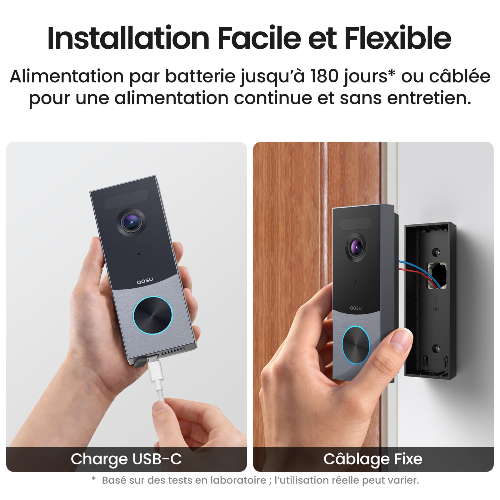 aosu 3K Sonnette sans Fil avec Caméra Etanche avec Pile Radar PIR détection | Sans Abonnement Requis, Autonomie 180 Jours, Wi-Fi 5G & 2.4 G, Angle 166° Voir Plus, Vision Nocturne IR, pour la Maison