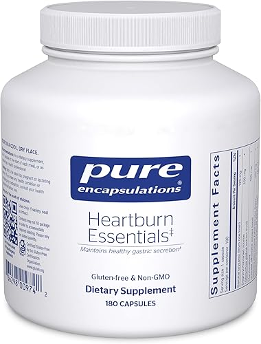 Pure Encapsulations - Heartburn Essentials - Suplemento dietético ayuda a disminuir las ocurrencias de acidez e indigestión ocasionales - 180