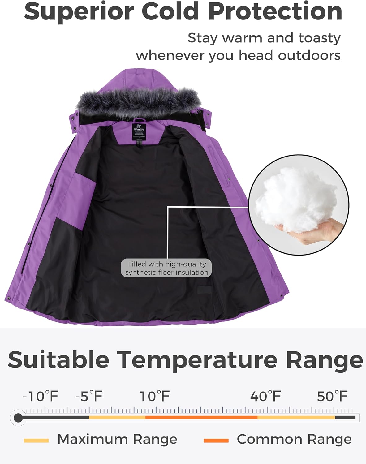 wantdo Women's Winter Coats Quilted Long Puffer Jacket Waterproof Hooded Coat - Image 4