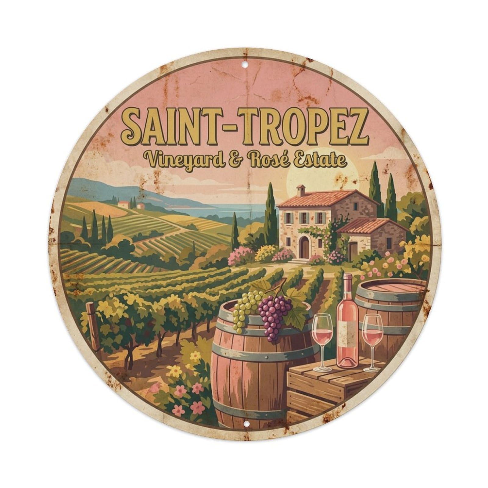 Vineyard Stone Cottage Travel Saint Tropez Riviera Metal Tin Sign