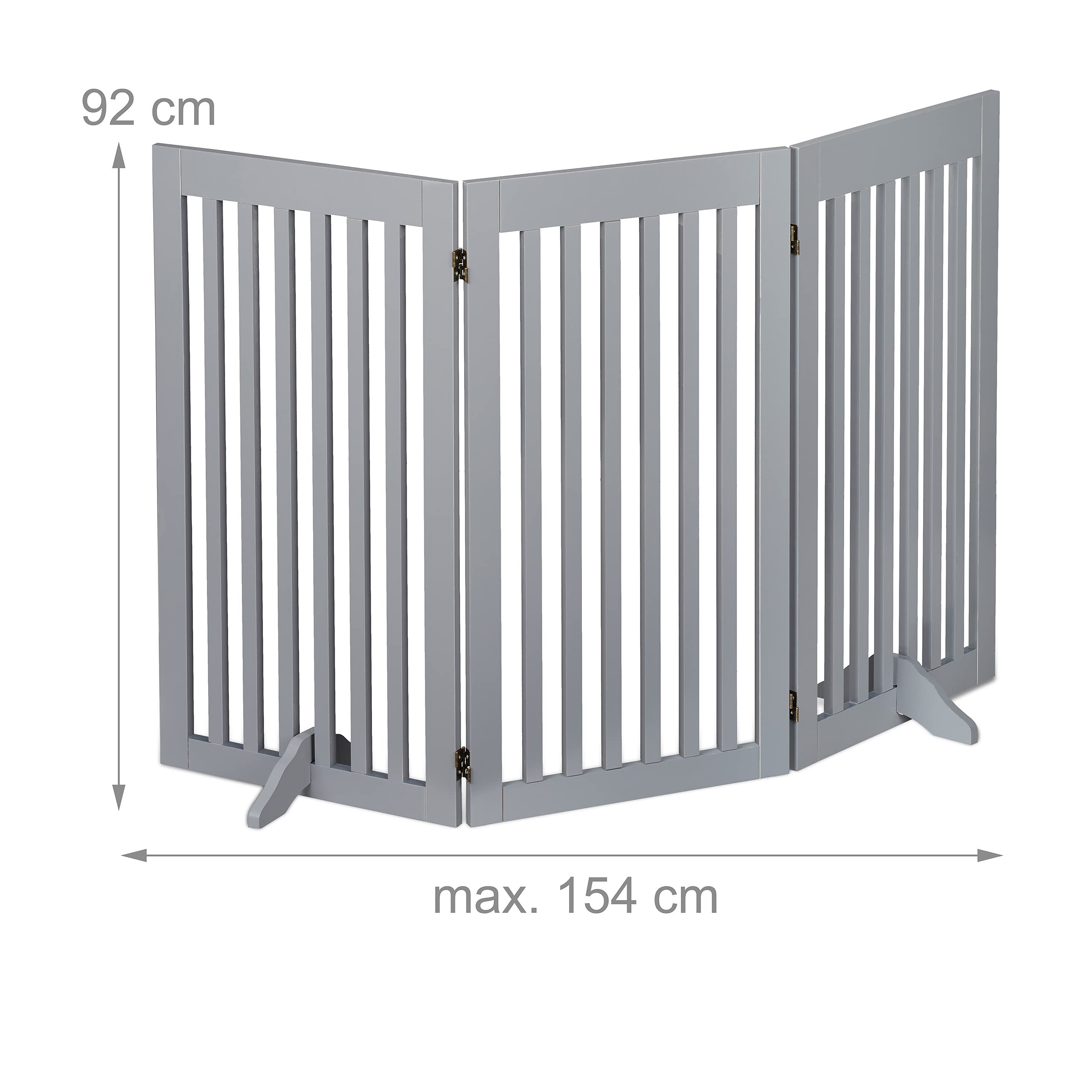 Relaxdays Absperrgitter, freistehendes Schutzgitter, 92 cm hoch, Hunde, Verschiedene Größen, klappbar, Türgitter, grau