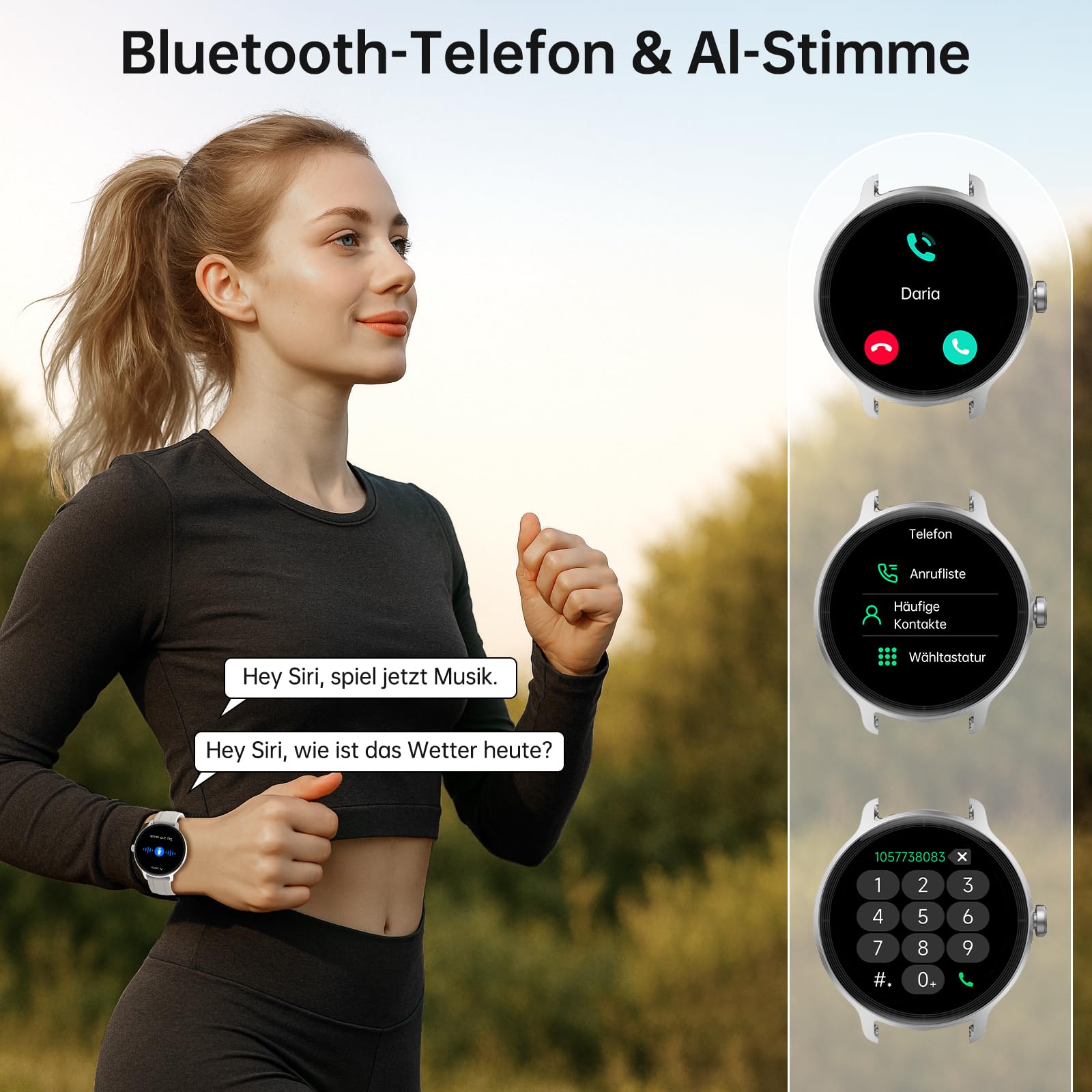 Smartwatch Damen Herren – 1.27" Smart Watch mit Bluetooth Anrufe, WhatsApp/App-Benachrichtigungen, Herzfrequenz, Schlafmonitor, 120+ Sportmodi, IP68 Wasserdicht – Fitnessuhr Kompatibel mit iOS Android