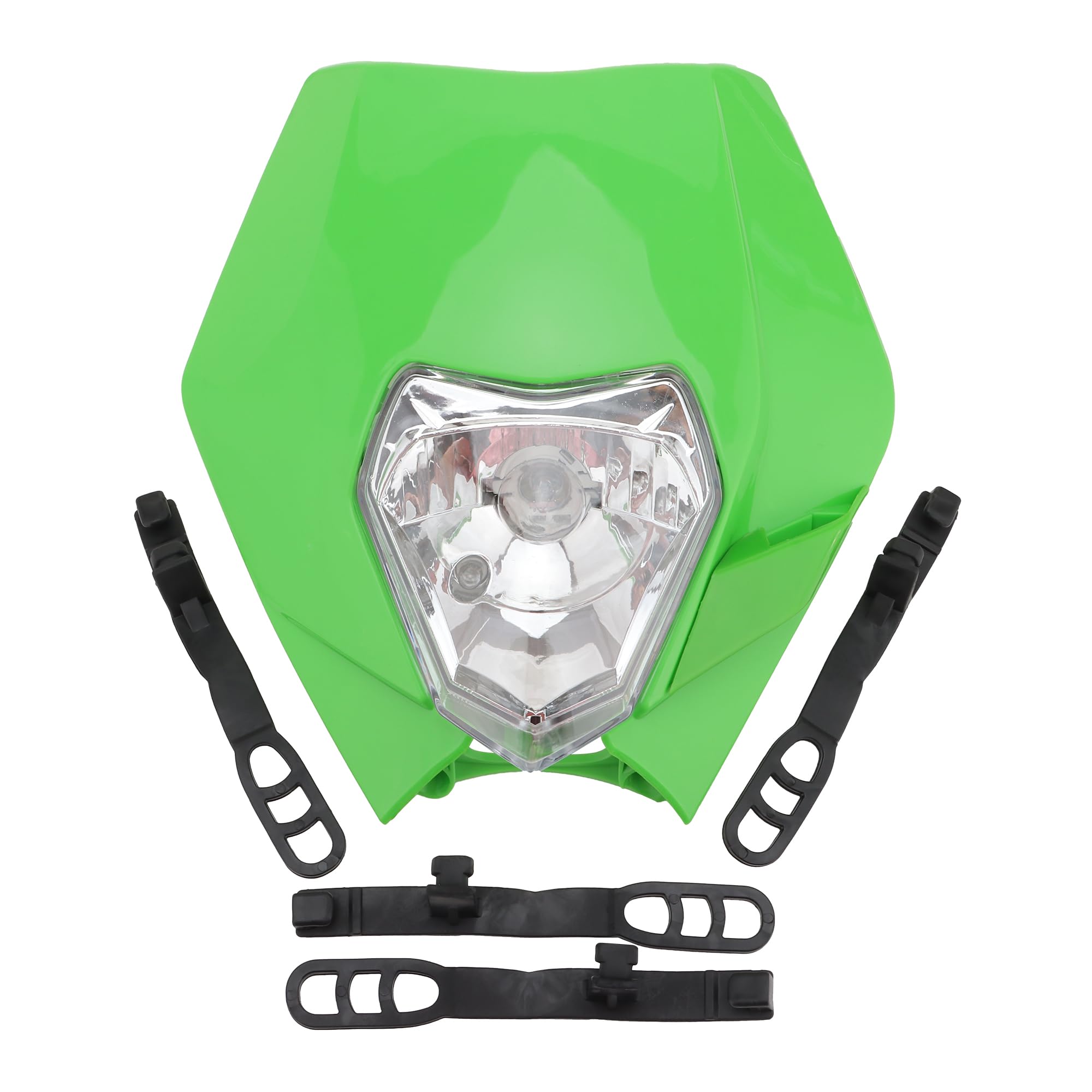 GOOFIT S2 12V 35W Head Lamp Light Fairing Motorcycle Halogen Headlight Lndicator Lampshade Replacement For Super moto Dirt Bike Moter Green