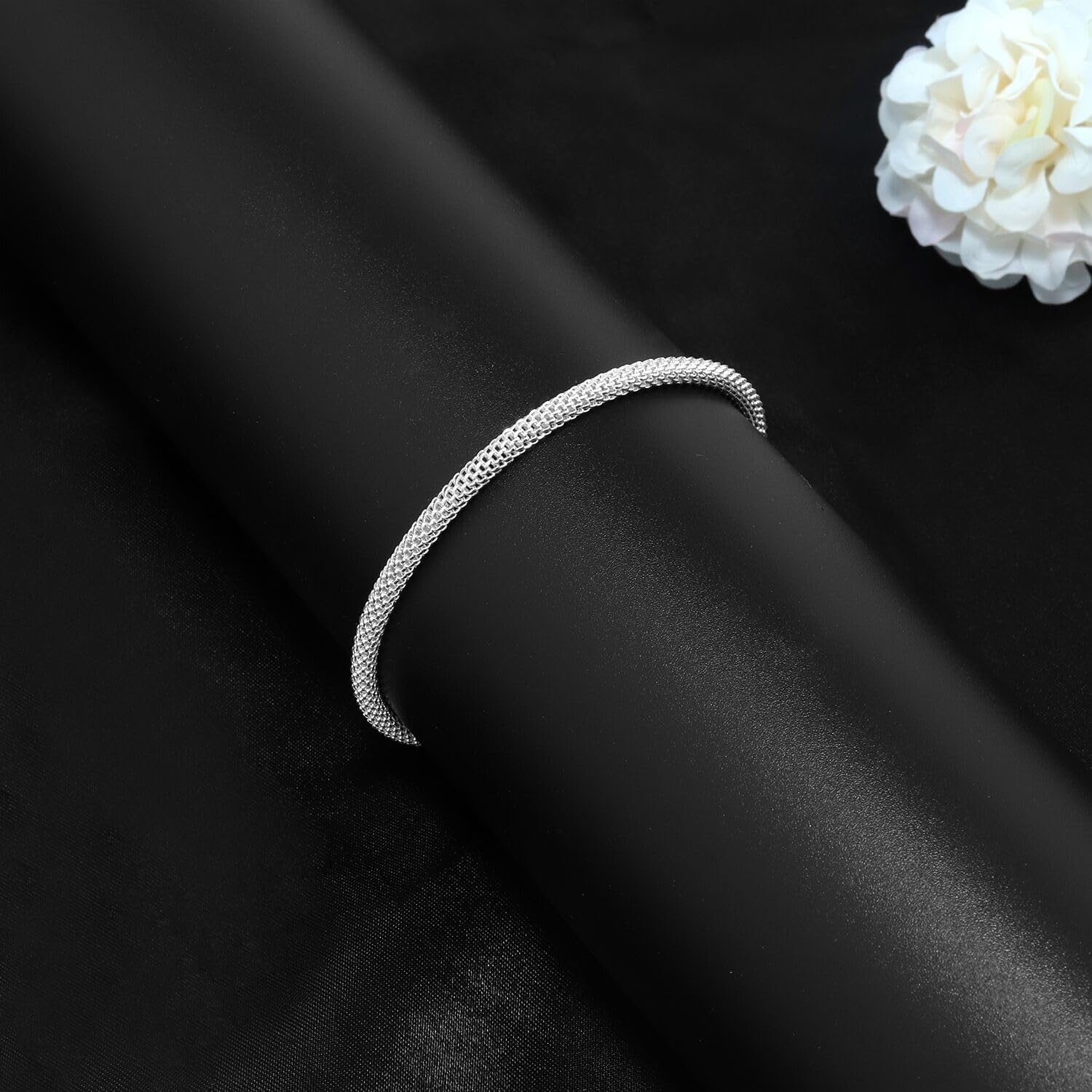 Charm Bracelet for Women 4mm Dainty 925 Sterling Silver Chain Bracelet Jewelry Gift for Her - Image 5