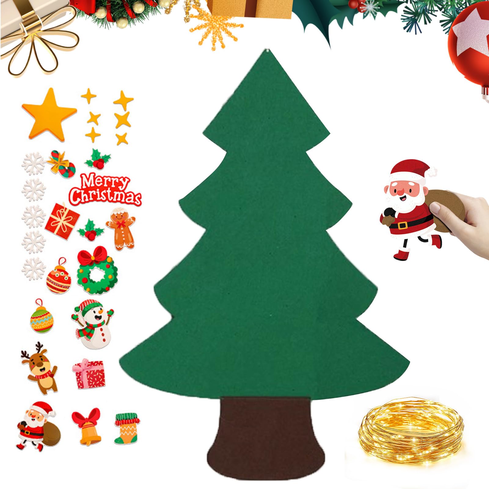 Árbol de Navidad de fieltro seguro para bebés que evita caídas y roturas en casa
