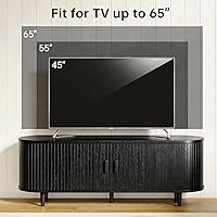 Vista 7 de MXV Soporte de TV moderno de mediados de siglo de 58 pulgadas con puertas correderas, consolas de TV con toma de corriente, centro