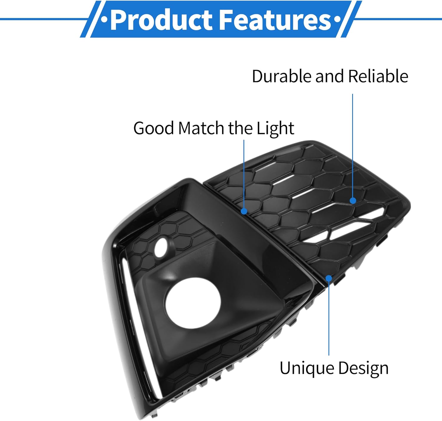 Fog Light Grill Front Lower Bumper Fog Light Cover Inserts No.8W6807682T for Audi A5 2021-2023 Black ABS 1 Pc Front Right Car