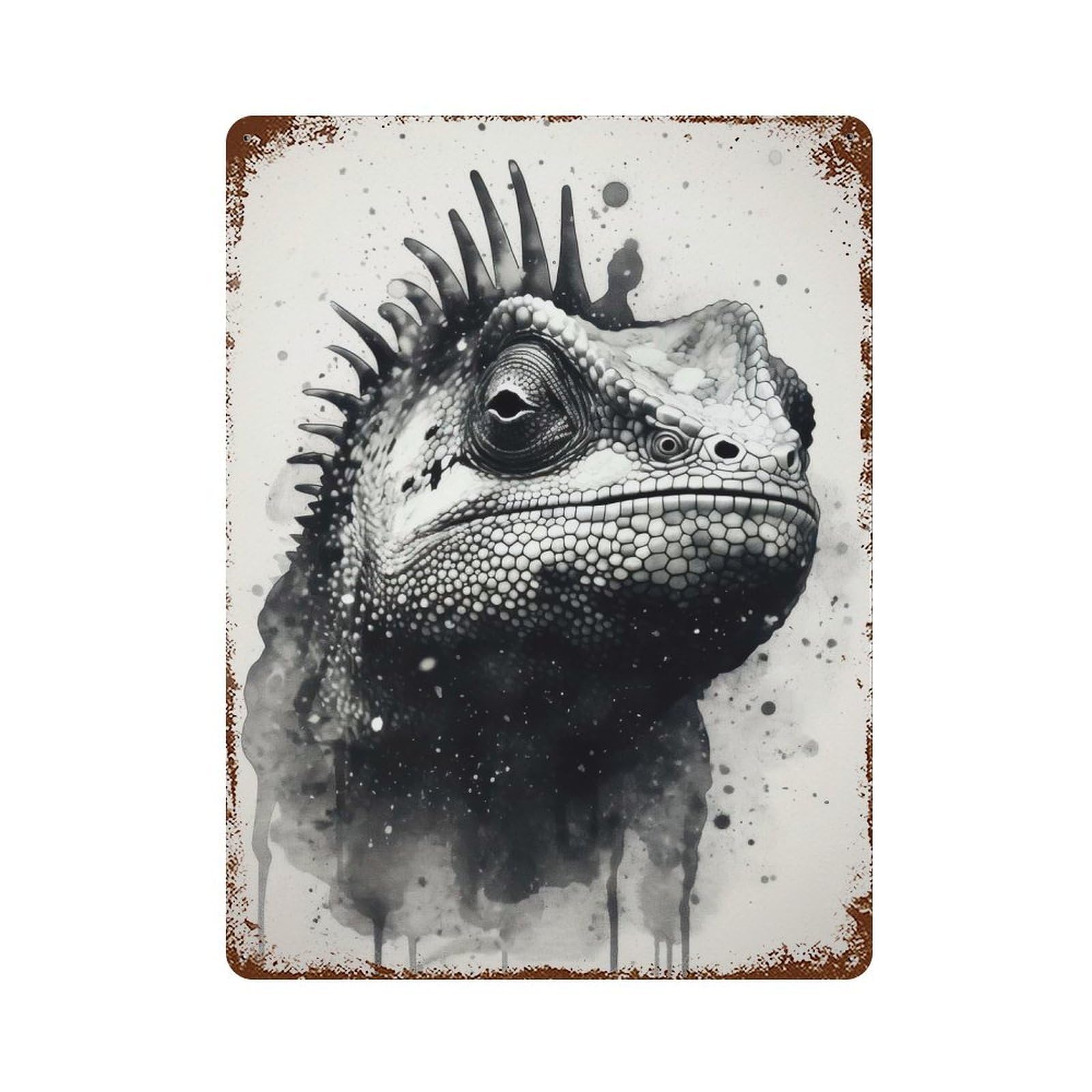 Chameleon Beauty Lizard Rustic Tin Plaque 15.7"x11.8", Ideal for Shed, Workshop And Garage Wall Decor