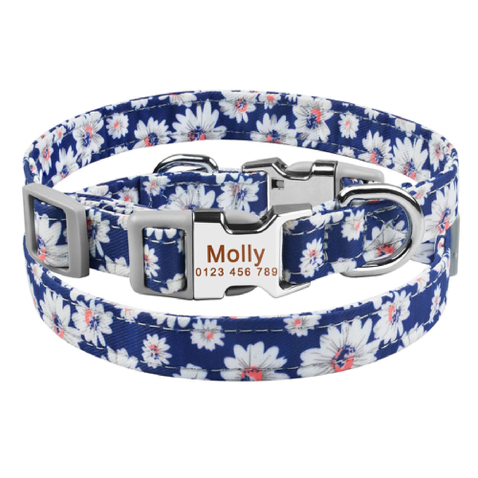 Collier pour chien personnalisé avec nom gravé et plaque ID réglable taille S à L