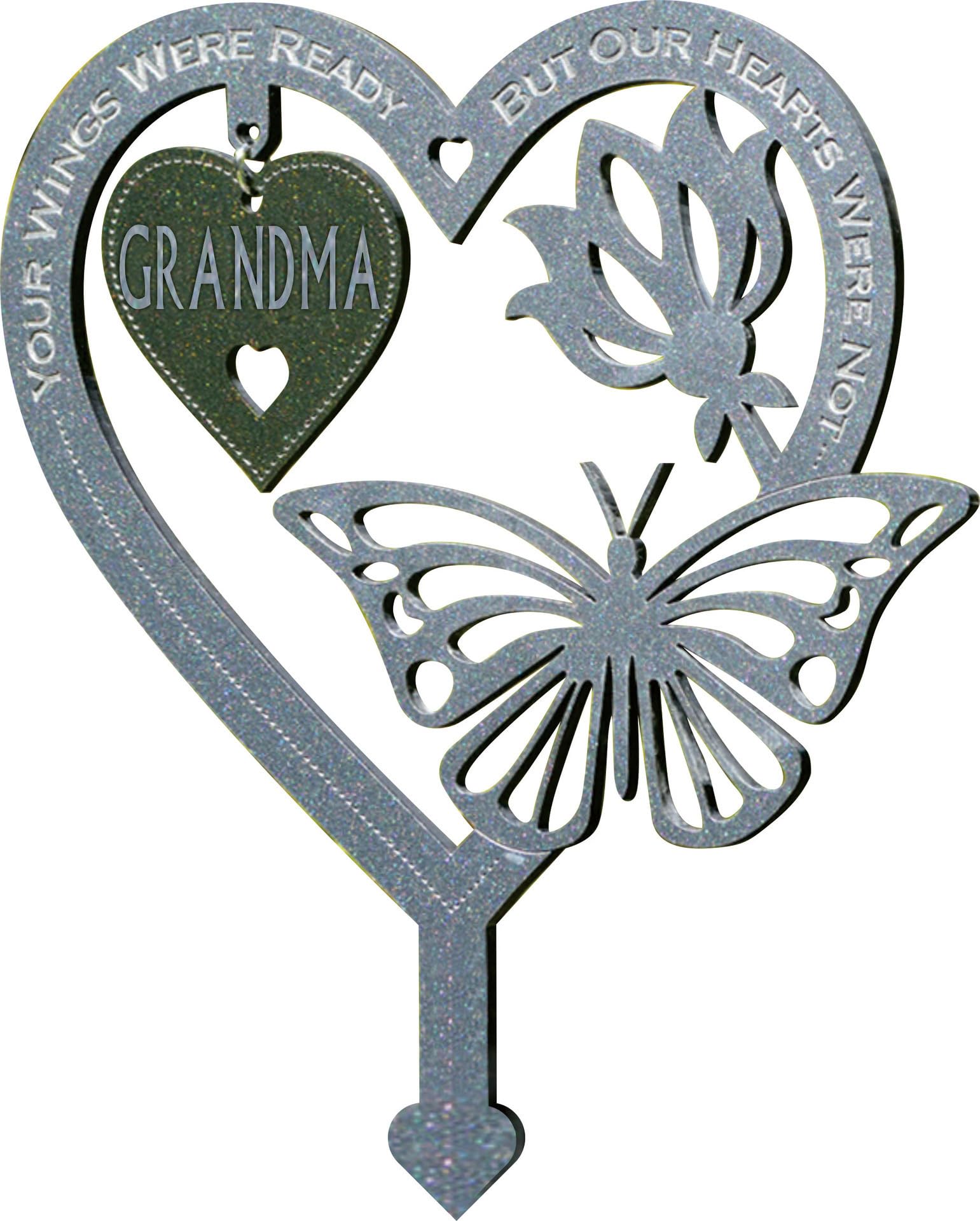 Décorations funéraires pour cimetière - Plaques commémoratives pour l'extérieur pour la perte de grand-mère - Bâton en métal - Ornements de jardin - Marqueur pour hommage à grand-mère