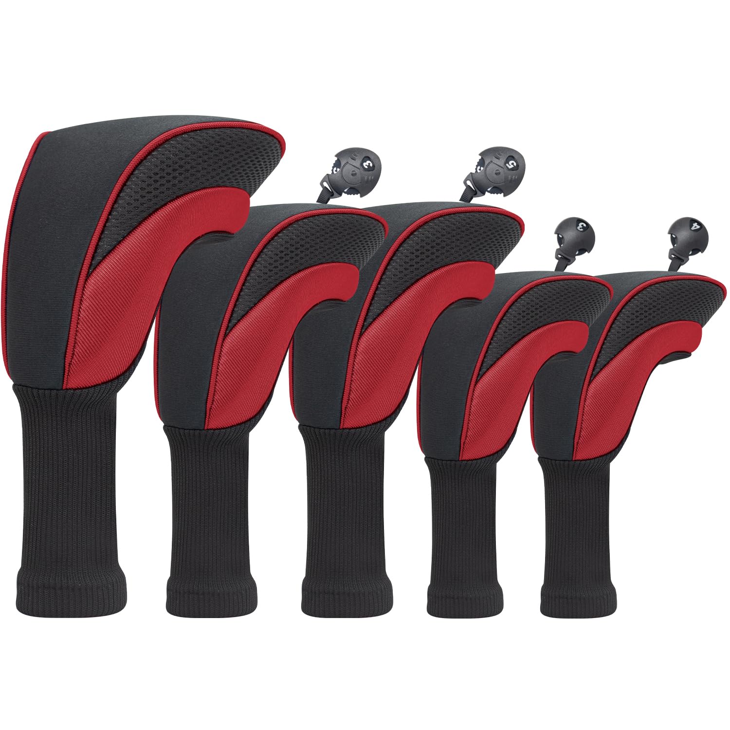 Golf Head Covers for Fairway Woods Driver Hybrids 5 Pieces Nylon Mesh Sports Fan Golf Club Headcovers-Golf Accessories for Men Women.