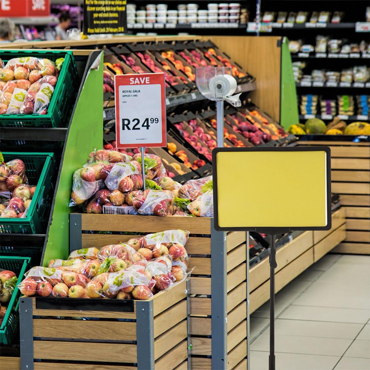Gadpiparty Supporto per Cartellini dei Prezzi in Plastica Gialla 2 Pezzi, Leggero e Riutilizzabile per Esposizione Promozionale in Negozi e Fruttivendoli