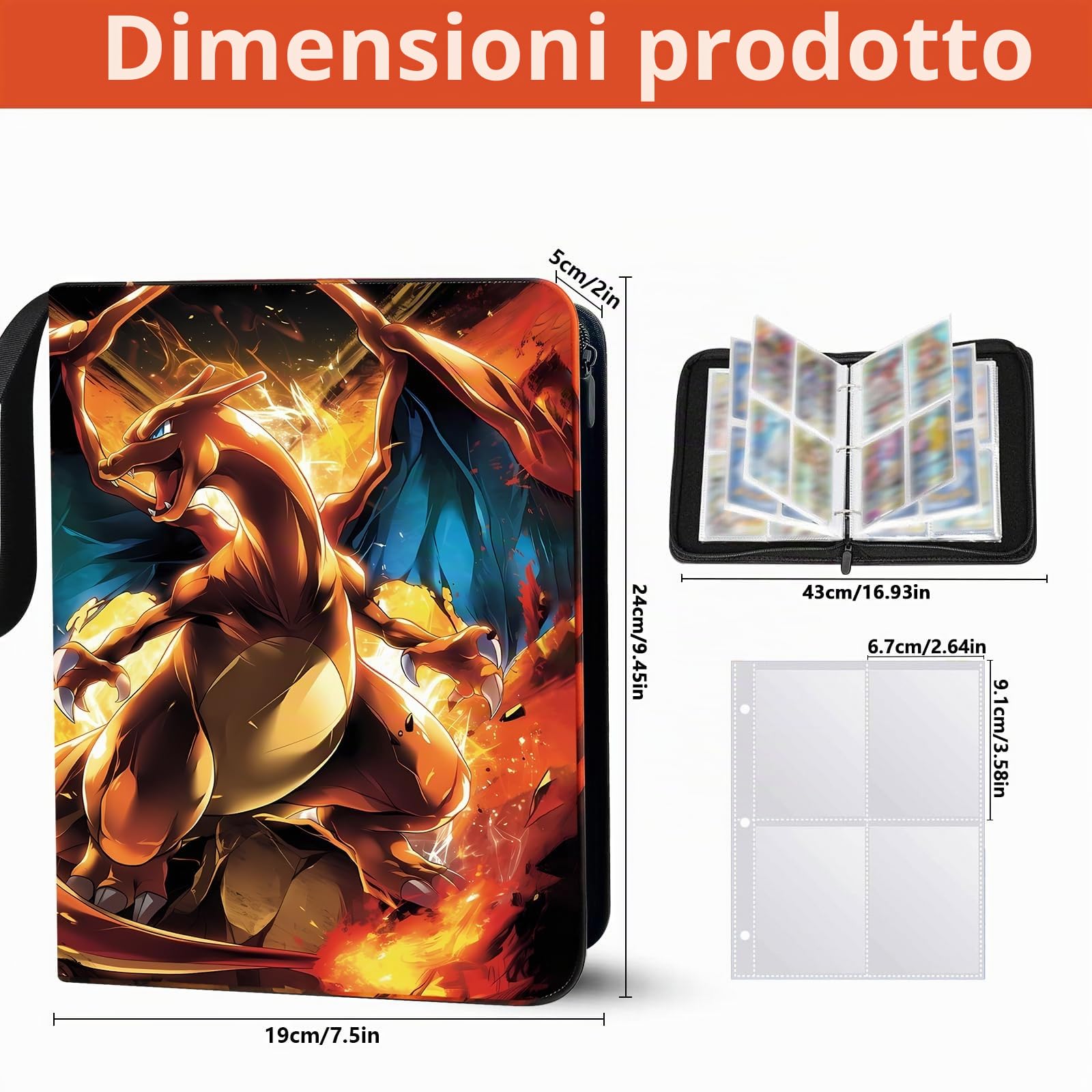 Album per collezionisti, 400 tasche, album da 50 pagine, album per carte da collezione, raccoglitore impermeabile in PU con cerniera, per ragazzi, ragazze e collezionisti (400)