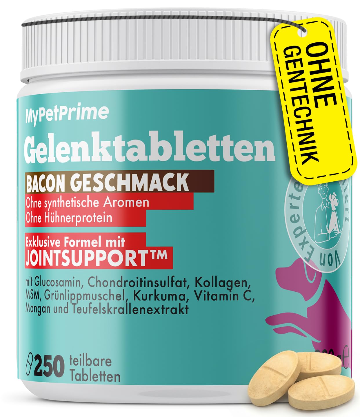 MyPetPrime Gelenke Hund 250 Tabletten | Gelenktabletten Hunde JointSupport