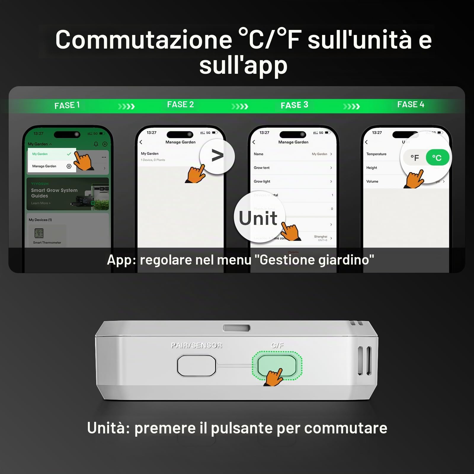 VIVOSUN AeroLab THB1S - Termometro Igrometro wireless Bluetooth per interni, VPD, Digital Temp Humidity Meter (termometro)