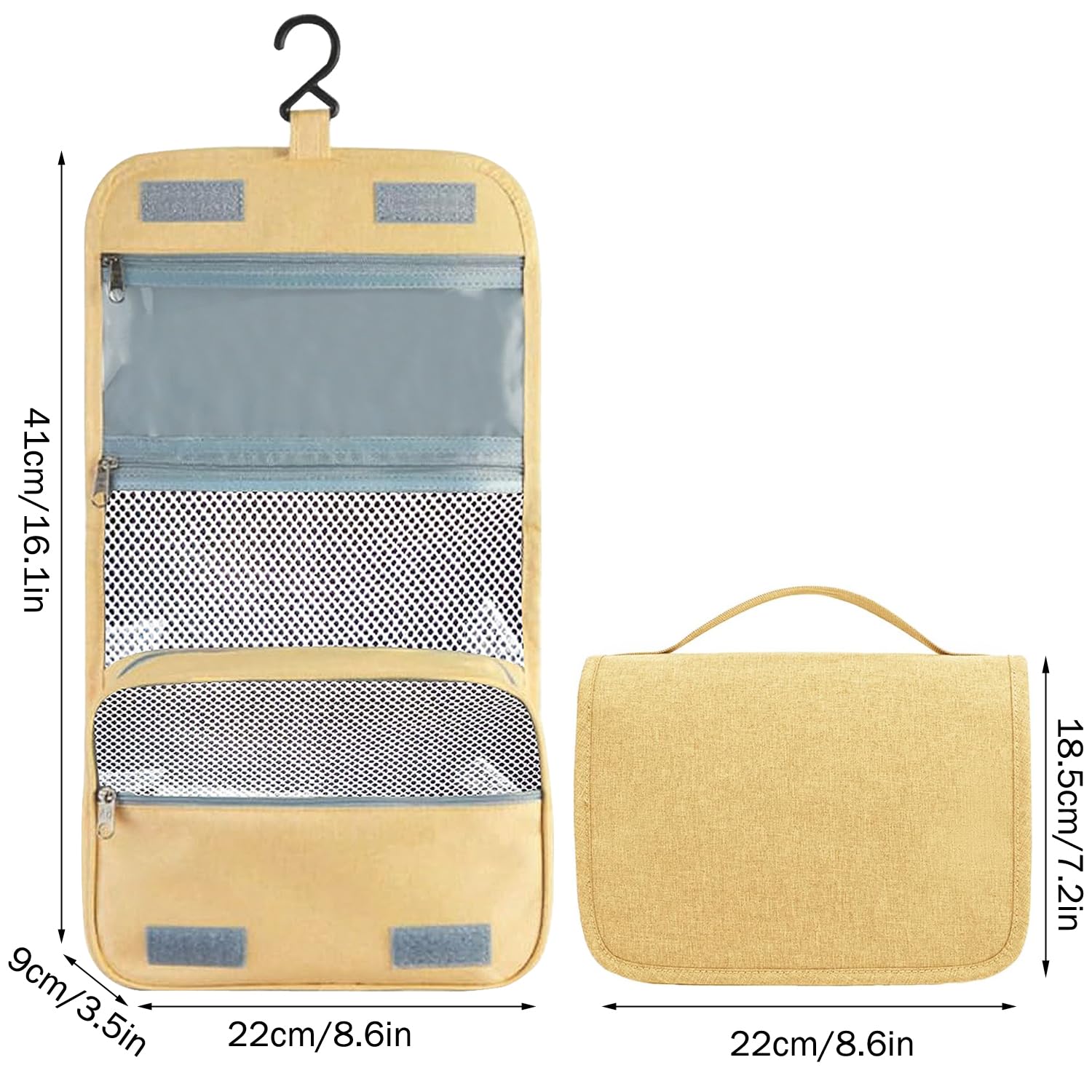Neceser de viaje colgante con gancho para colgar, resistente al agua, organizador de viaje para accesorios, bolsa organizadora de viaje portátil para artículos de tocador, Blanco apagado, S,