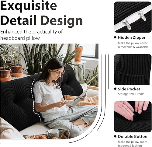 Miniatura 2 de WOWMAX Fundas de almohada triangulares para nuestras almohadas de lectura, cojín grande, cabecero, respaldo, cuña, color gris, tamaño individual