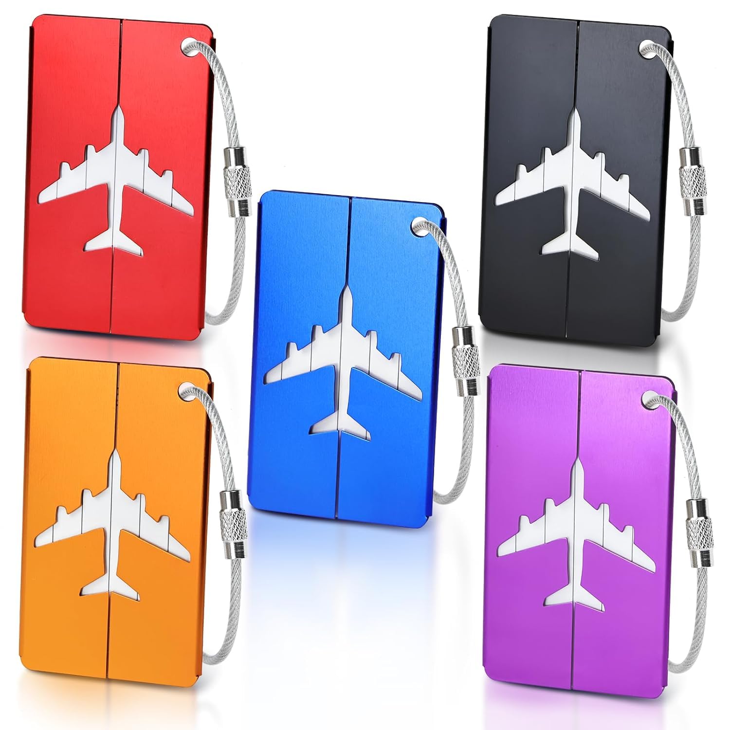 VARENYYA Metal Luggage Tags with Name Address Tel Email Labels - Travel Suitcase Baggage Handbag Labels to Prevent Loss for Business Trips (Multicolour), 2-PCS-image-48