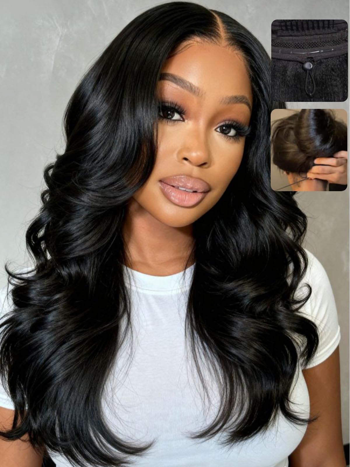 UNICE Butterfly Cut Body Wave 7x5 Lace Front Wigs Human Hair 180% Density Glueless Drawstring Wig Pre Plucked Pre Cut Bye Bye Knots Frontal Wigs with Feathered