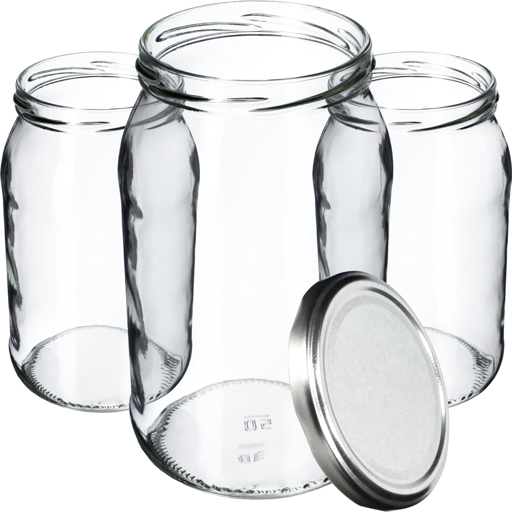 KADAX grandi barattoli in vetro 900ml Ø82 argento – tappo a vite ermetico, per conserve, sottaceti, verdure lacto-fermentate e marmellate fatte in casa