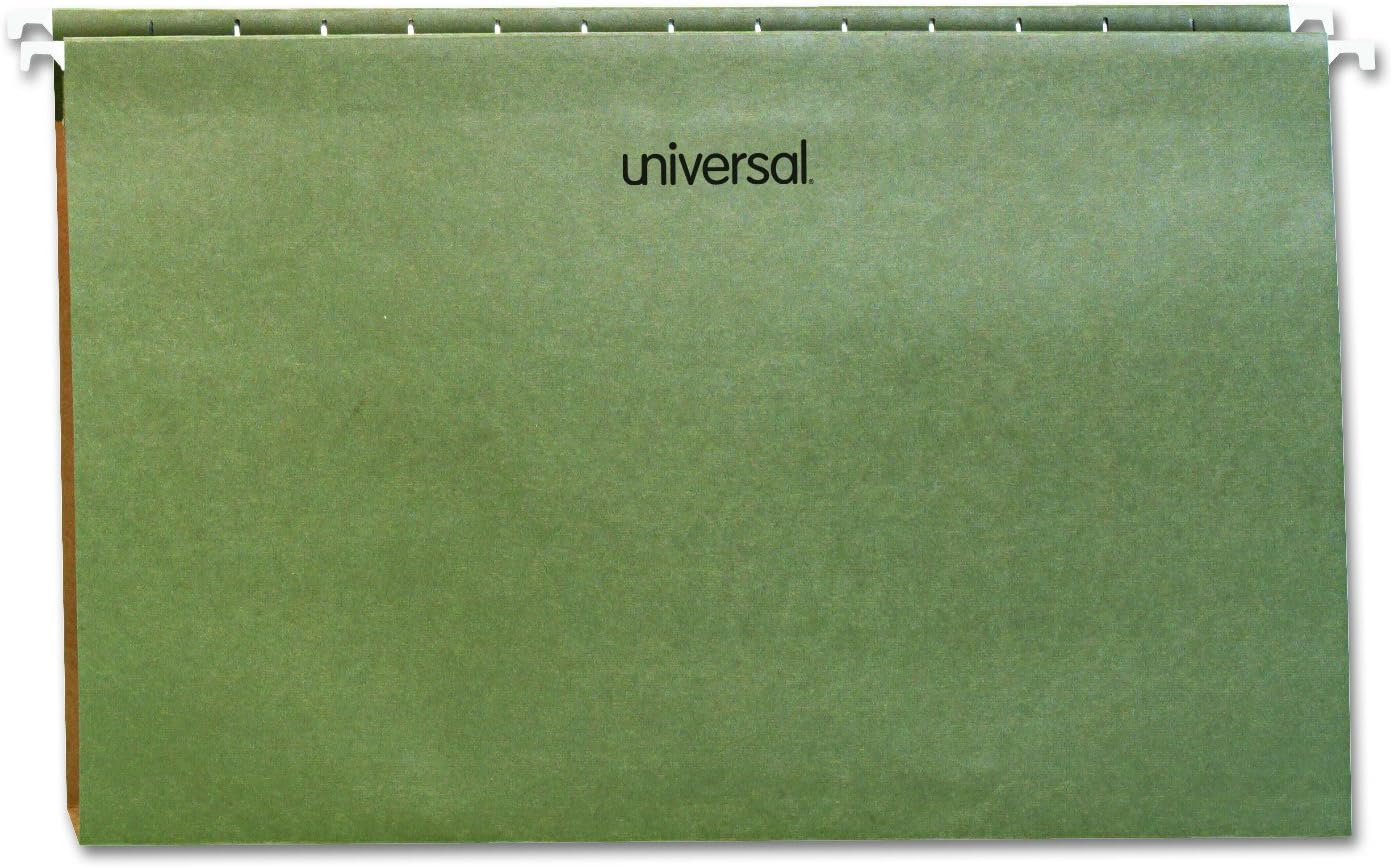 Universal One Box Bottom Pressboard Hanging Folder, Legal, Standard Green, 25/Box (14151)