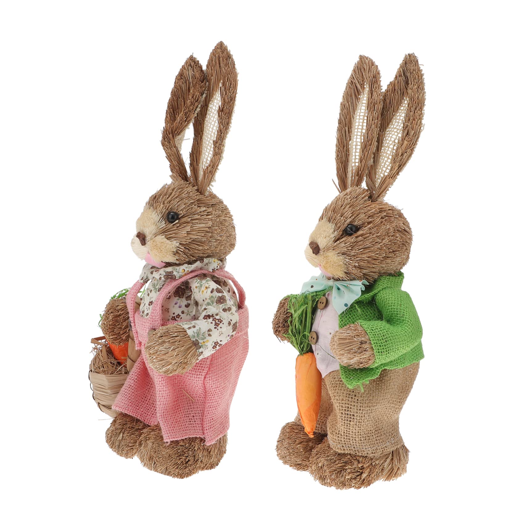 Cabilock 2 Pezzi Figurine Coniglio in Paglia Intrecciata Decorazione