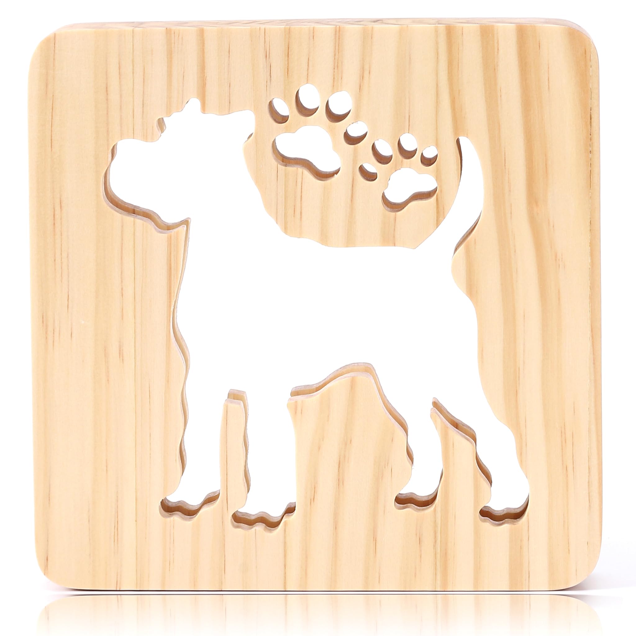 Carved Wood Night Lights 3D Dog Breeds USB Desk Lamp Cute Kids Wooden LED Light for Home Bedroom Decor and Gifts (Schnauzer)