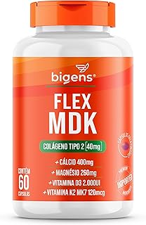Flex MDK Colágeno tipo 2, Cálcio, Magnésio, Vitamina D3, K2 MK7, 60 cápsulas, Bigens (Unidade)
